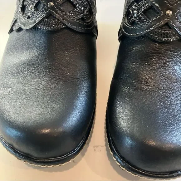 Euro Soft by Sofft Mule Heels Leather Slip On Shoes Black Clogs Womens Size 8 - Picture 5 of 13